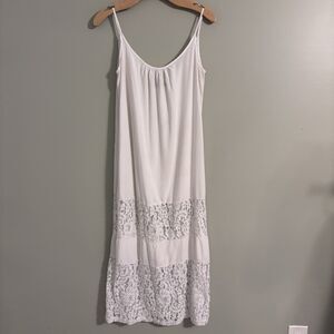 Zanzea Long Ivory Lace Slip Dress Size 8 Feminine Fairy Whimsy Cottage Romantic